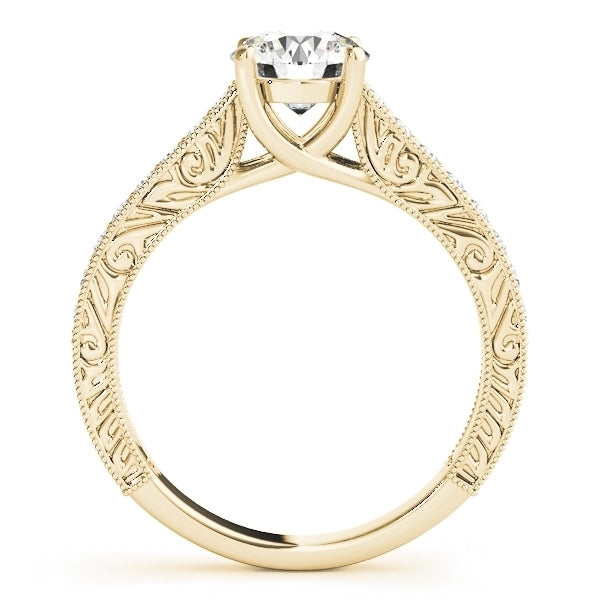 1.25 CT. VINTAGE DIAMOND ENGAGEMENT RING WITH SINGLE ROW SIDE DIAMONDS IN 14K SOLID Yellow Gold