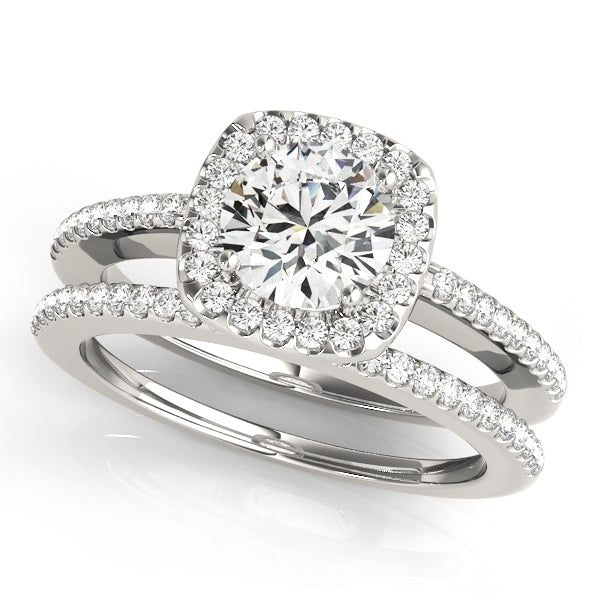 2/3 CT. T.W. Halo Round Diamond Engagement Ring-14K White Gold VS2