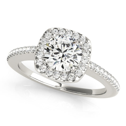 7-8 CT. T.W. Halo Round Diamond Engagement Ring-14K White Gold VS2