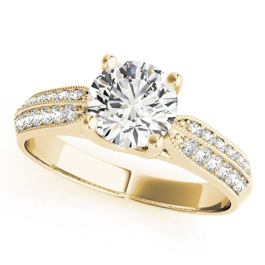 0.84 CT. Perfect Pave Engagement Ring in 14K Solid Yellow Gold