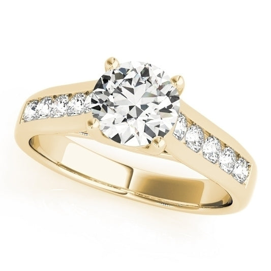 1.65 CT. Channel Diamond Engagement Ring in 14K Solid Yellow Gold