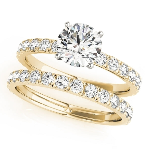 1.33 ct. Diamond Engagement Ring with Single Row Side Diamonds in 14K Solid Yellow Gold
