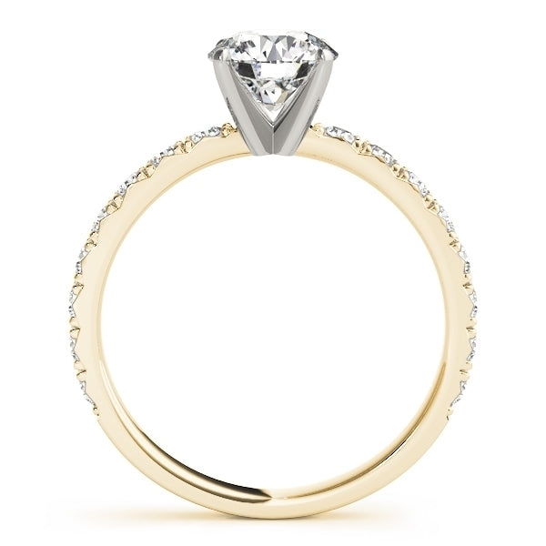 1.33 ct. Diamond Engagement Ring with Single Row Side Diamonds in 14K Solid Yellow Gold