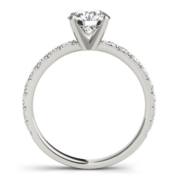 1.6 ct. Diamond Engagement Ring with Single Row Side Diamonds in 14K Solid White Gold