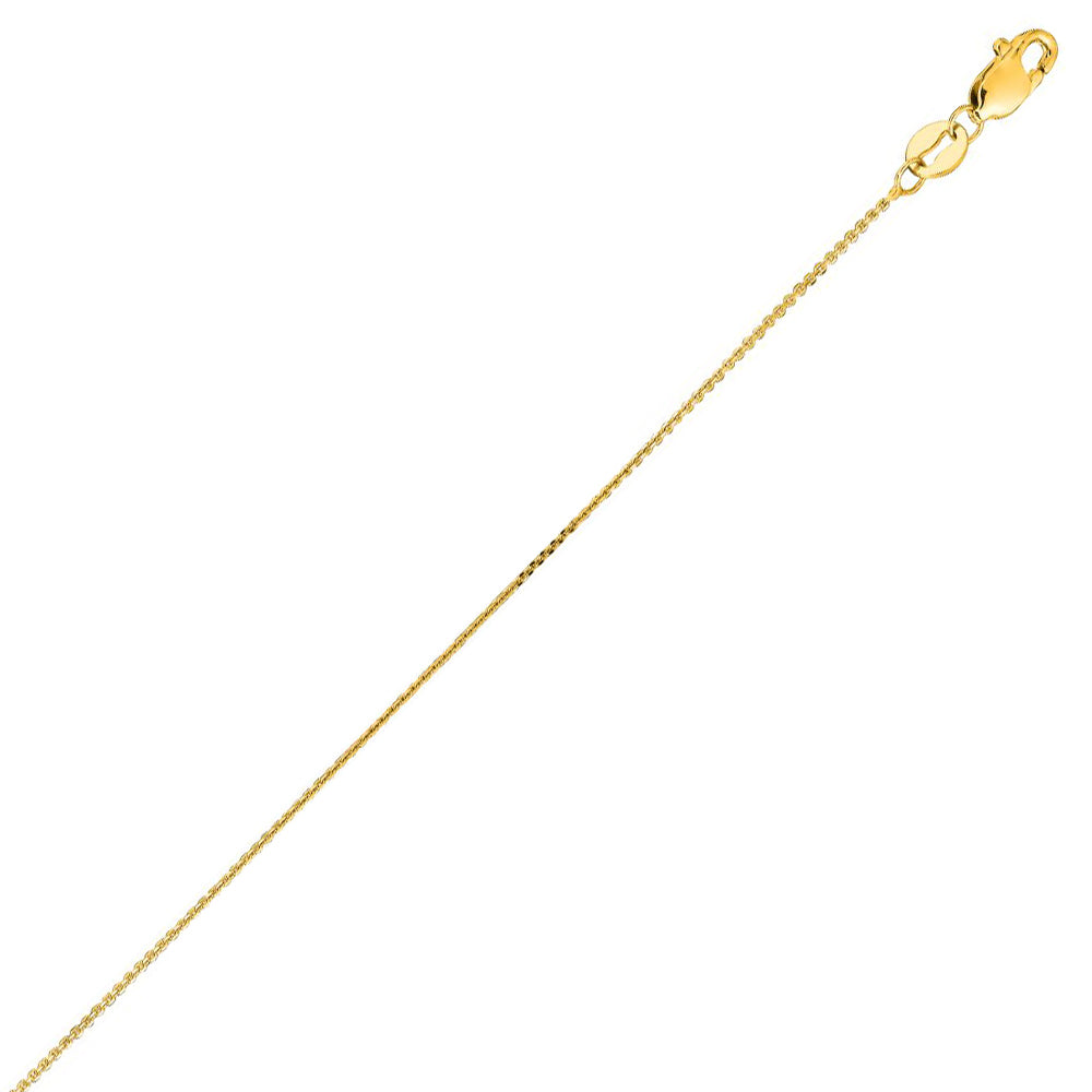 14K Solid Yellow Gold Cable Chain Necklace 0.8mm thick 18 Inches