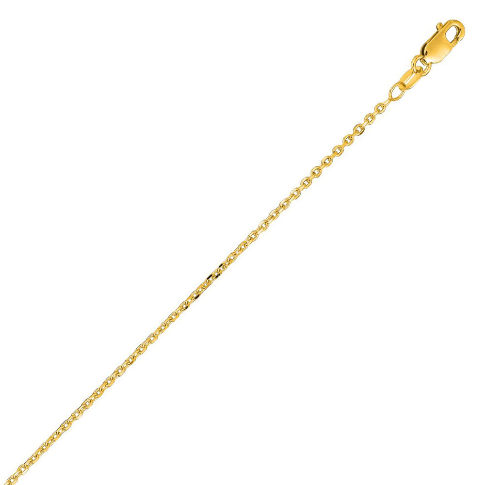 14K Solid Yellow Gold Cable Link Chain 1.4mm thick 18 Inches