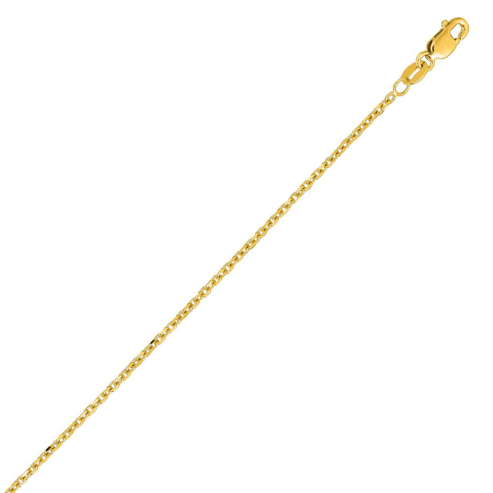 14K Solid Yellow Gold Cable Link Chain 1.5mm thick 24 Inches
