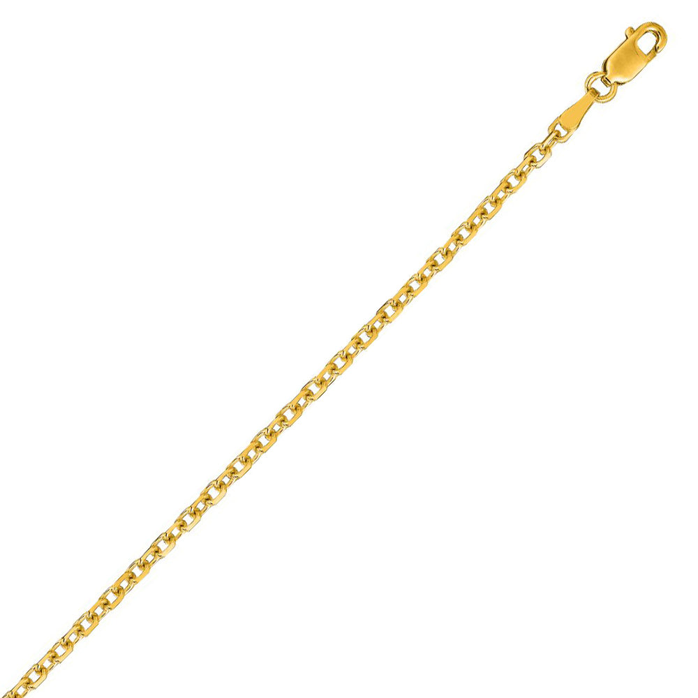 14K Solid Yellow Gold Cable Link Chain 2.3mm thick 18 Inches