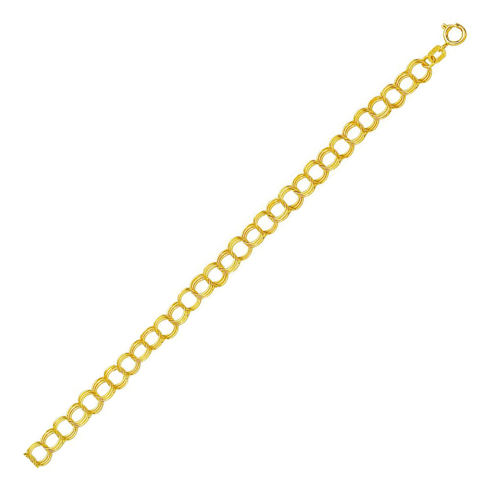 14K Solid Yellow Gold Lite Charm Bracelet 5.5mm thick 7 Inches