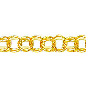 14K Solid Yellow Gold Double Link Charm Bracelet 5mm thick 8 Inches