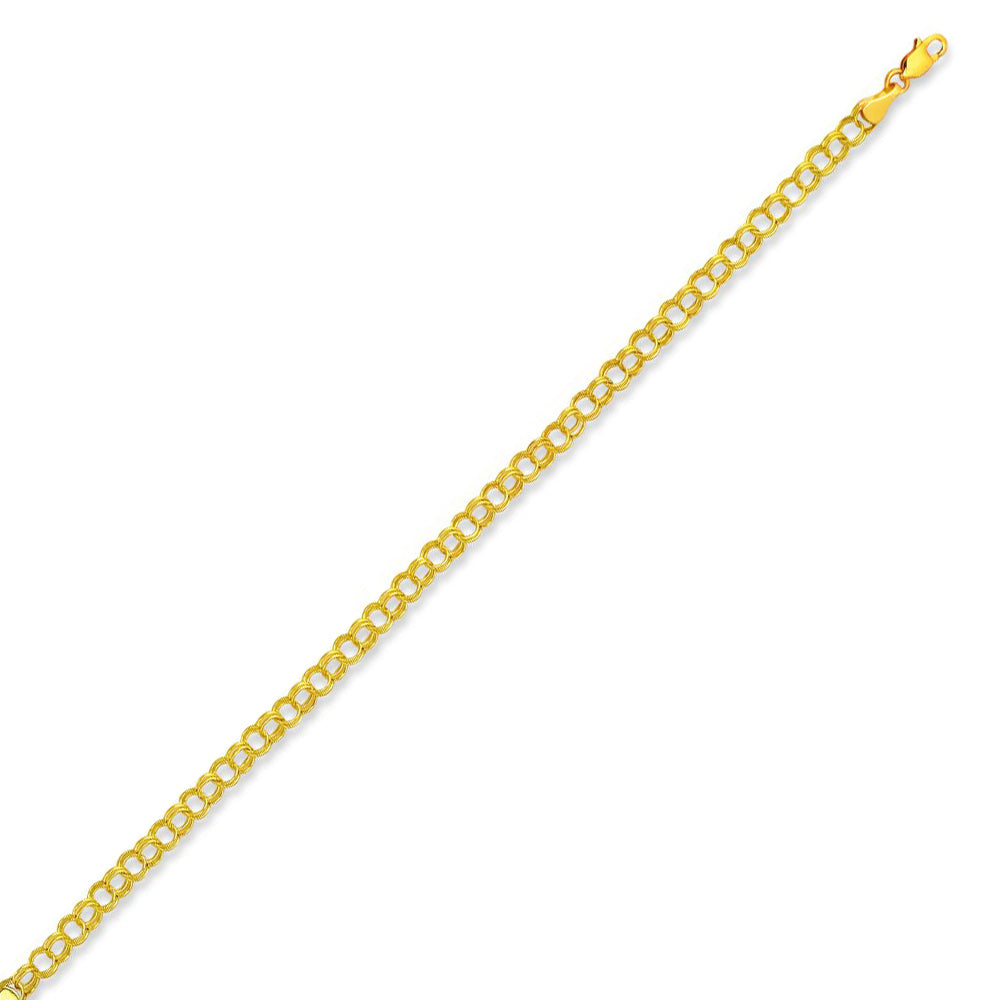 14K Solid Yellow Gold Lite Charm Bracelet 4mm thick 7.25 Inches