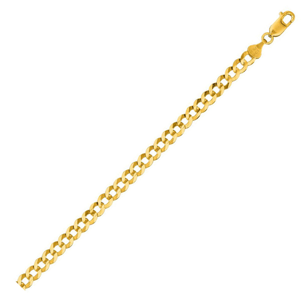 14K Solid Yellow Gold Comfort Curb Chain 5.7mm thick 22 Inches
