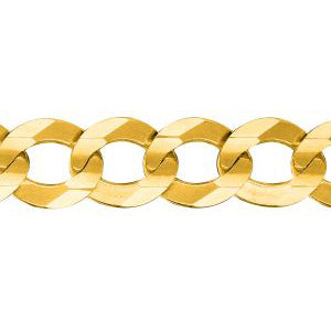 14K Solid Yellow Gold Comfort Curb Chain 10mm thick 24 Inches