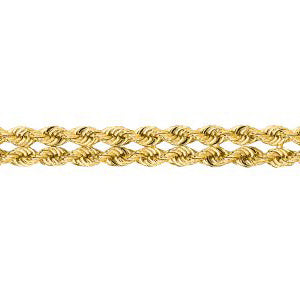 14K Solid Yellow Gold Double Line Bracelet 5mm thick 7 Inches