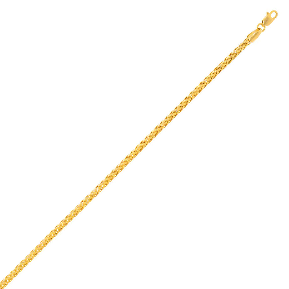 14K Solid Yellow Gold Diamond Cut Light Franco Chain Necklace 2.7mm thick 18 Inches