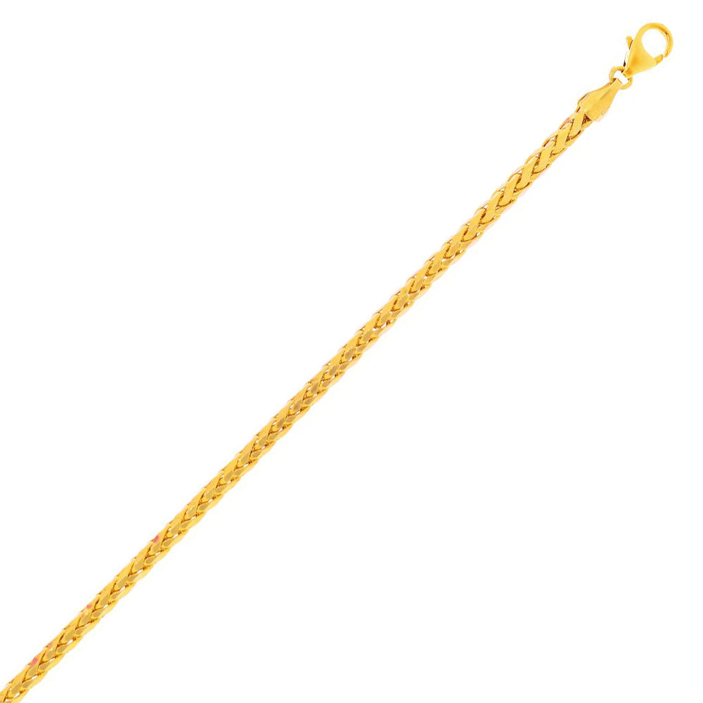 14K Solid Yellow Gold Diamond Cut Light Franco Chain Necklace 4.1mm thick 24 Inches