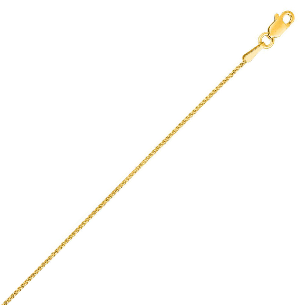 14K Solid Yellow Gold Diamond Cut Wheat Chain 0.8mm thick 16 Inches