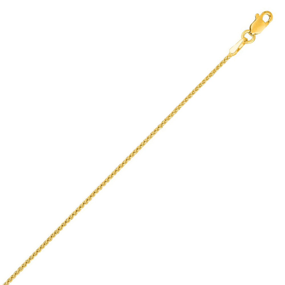 14K Solid Yellow Gold Diamond Cut Wheat Chain 1.1mm thick 30 Inches