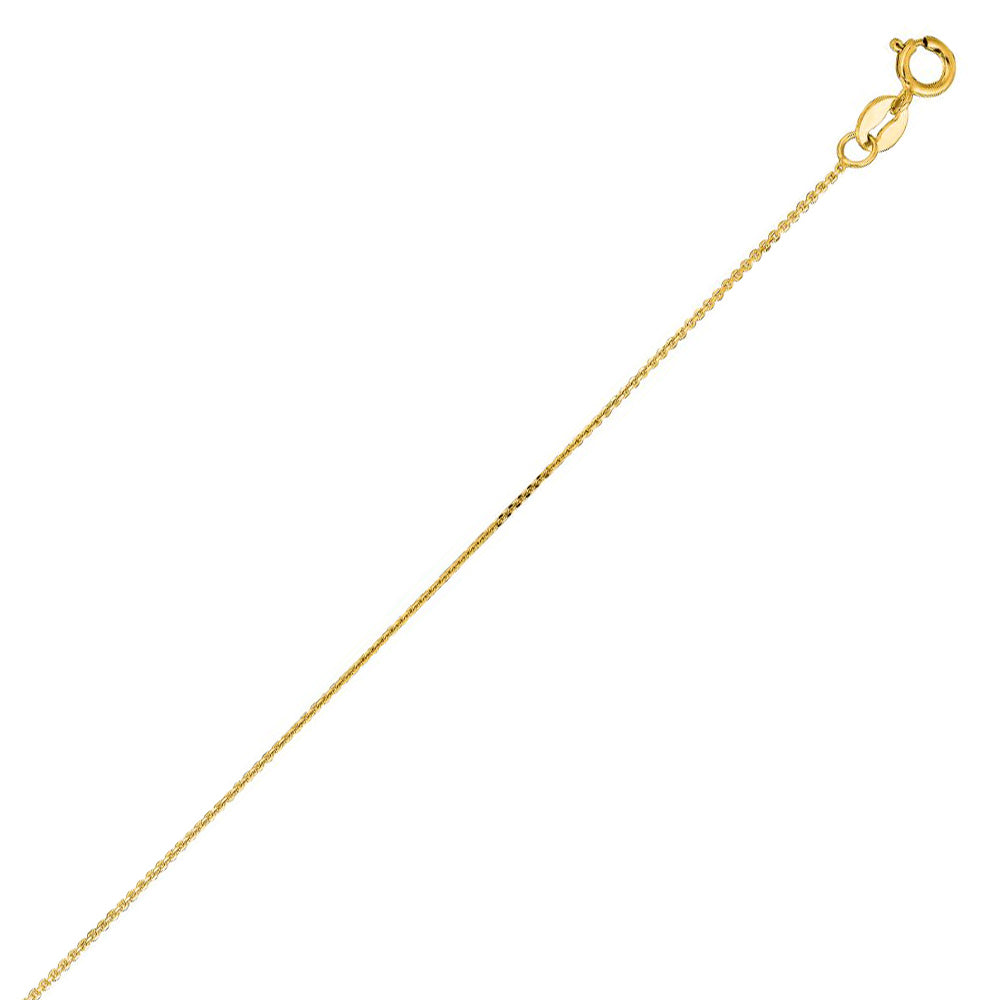 14K Solid Yellow Gold Cable Link Chain 0.6mm thick 18 Inches
