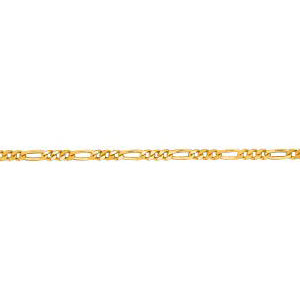 14K Solid Yellow Gold Classic Figaro 1.3mm thick 10 Inches