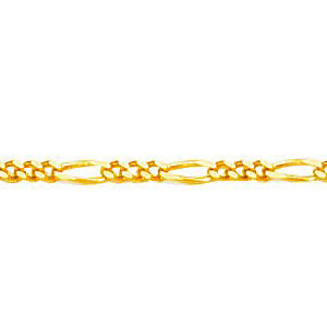 14K Solid Yellow Gold Classic Figaro Bracelet 1.9mm thick 7 Inches