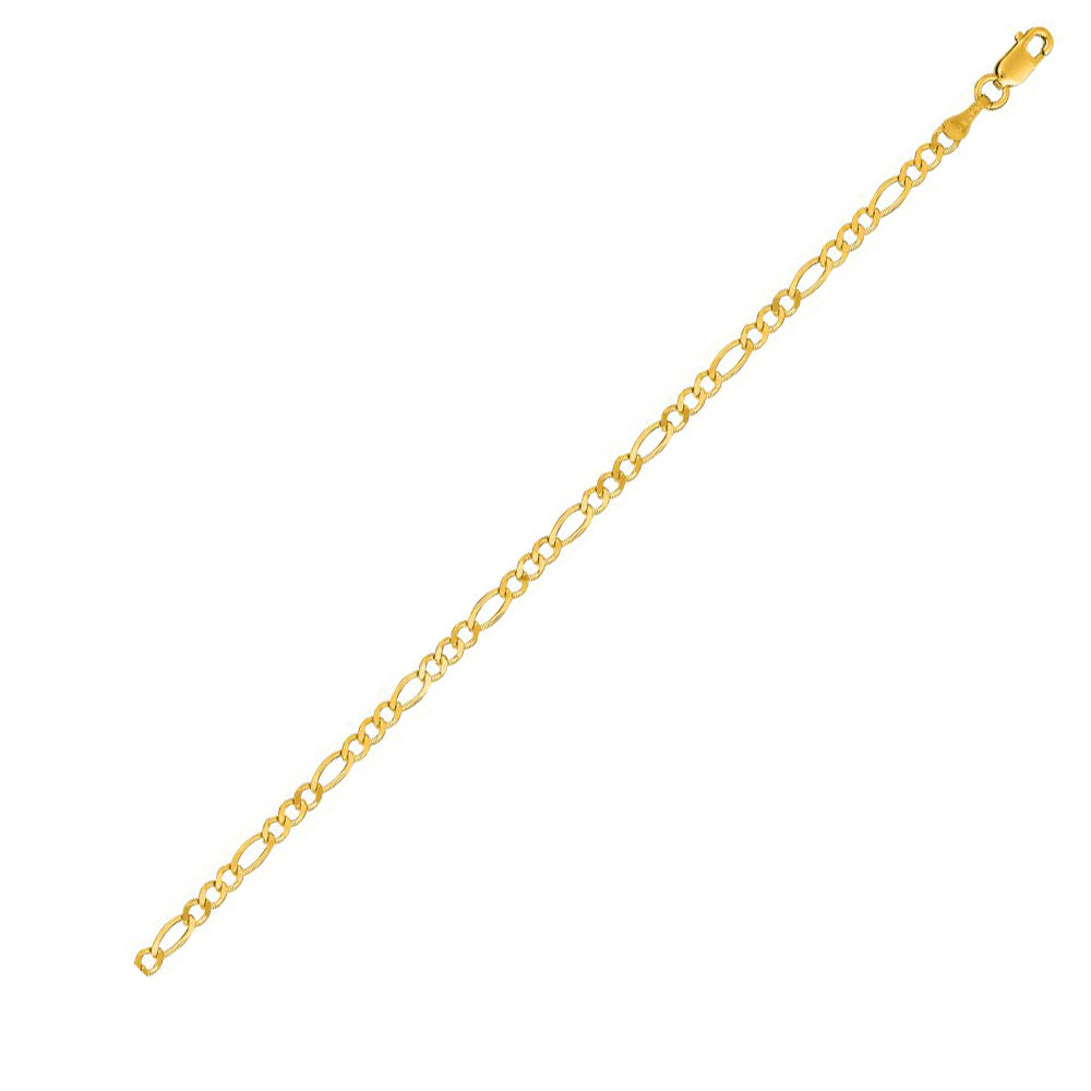 14K Solid Yellow Gold Classic Figaro 3mm thick 18 Inches