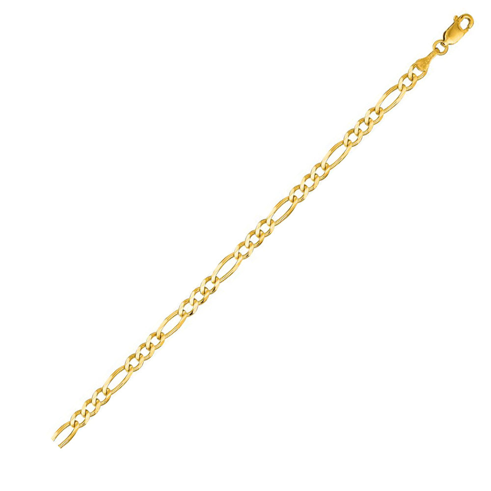 14K Solid Yellow Gold Classic Figaro 3.9mm thick 18 Inches