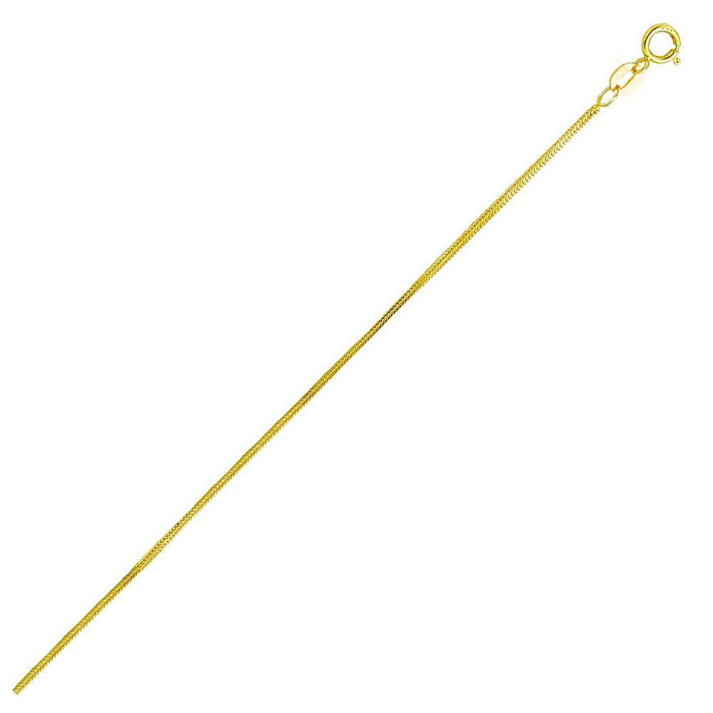14K Solid Yellow Gold Foxtail Chain 1mm thick 20 Inches