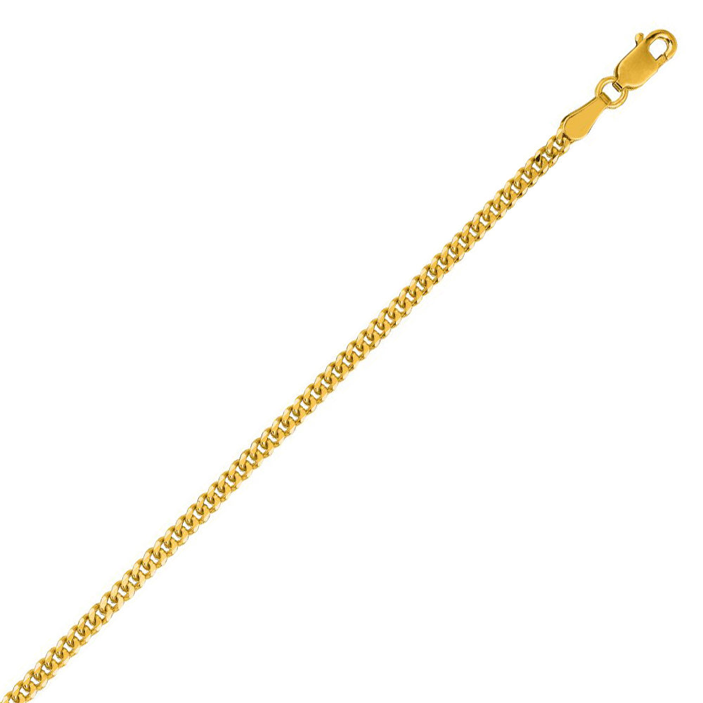 14K Solid Yellow Gold Gourmette Chain 2mm thick 20 Inches