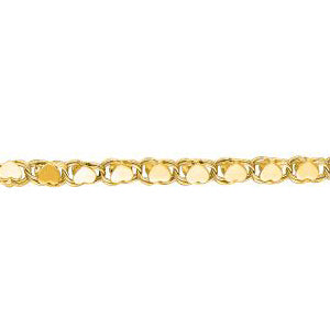 14K Solid Yellow Gold Heart Bracelet 3mm thick 7 Inches
