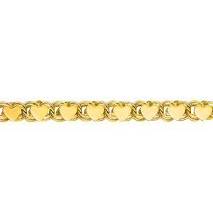 14K Solid Yellow Gold Heart Chain 3.5mm thick 10 Inches