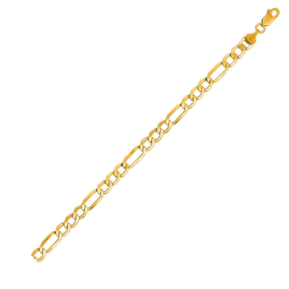 14K Solid Yellow Gold Figaro Lite Bracelet 5.4mm thick 8.5 Inches