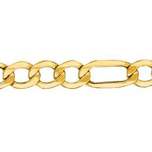 14K Solid Yellow Gold Figaro Lite Bracelet 6.5mm thick 8.5 Inches