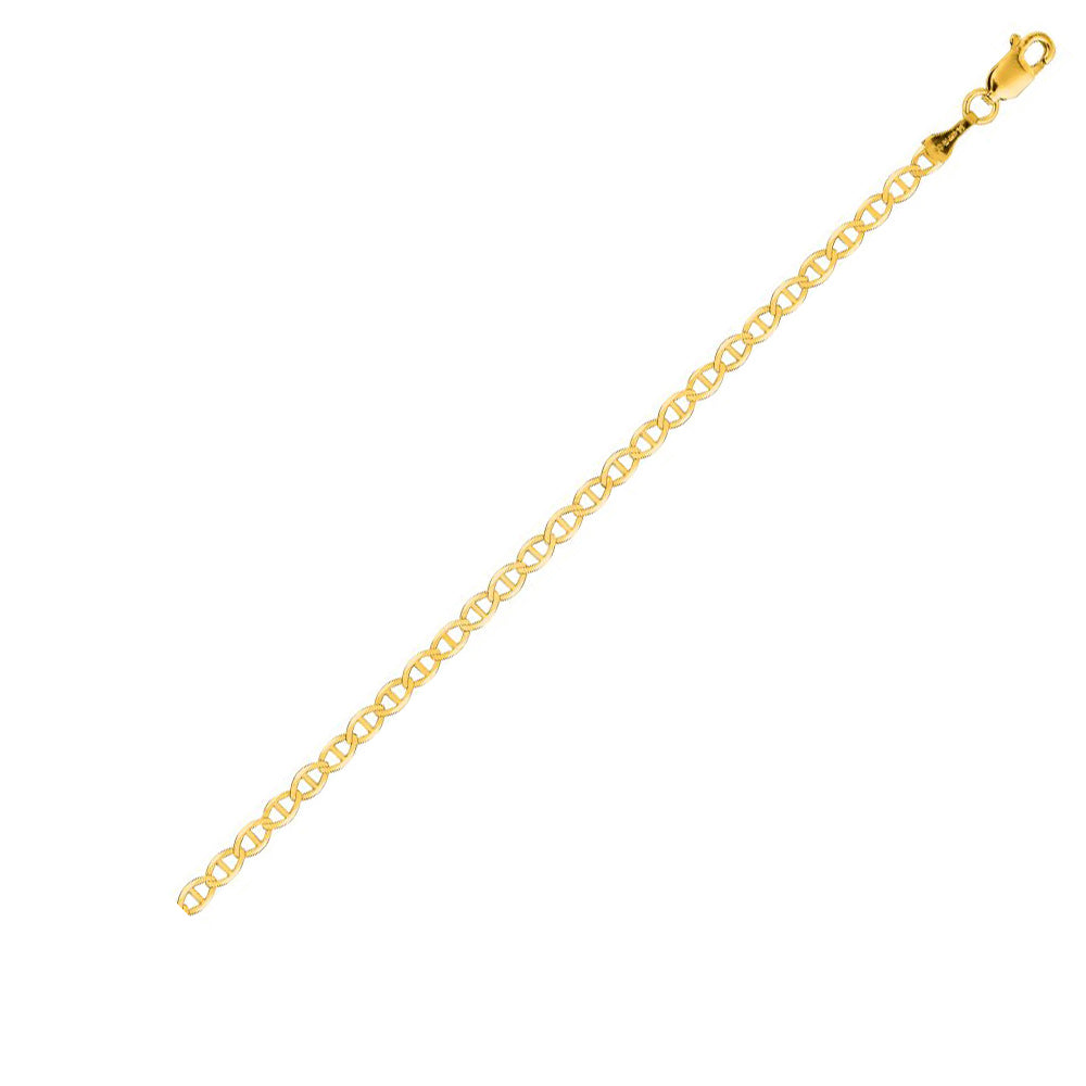 14K Solid Yellow Gold Mariner Link 3.2mm thick 10 Inches