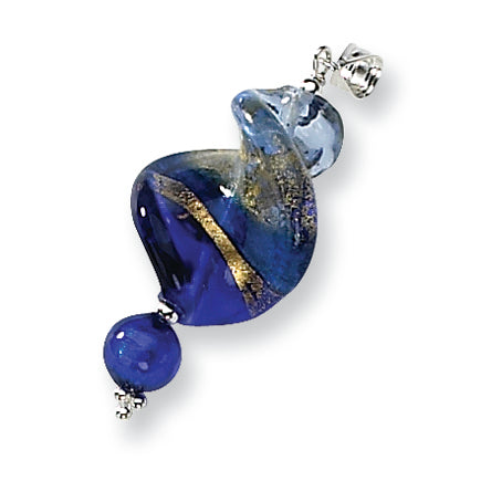 Sterling Silver Blue Spiral Murano Glass Pendant