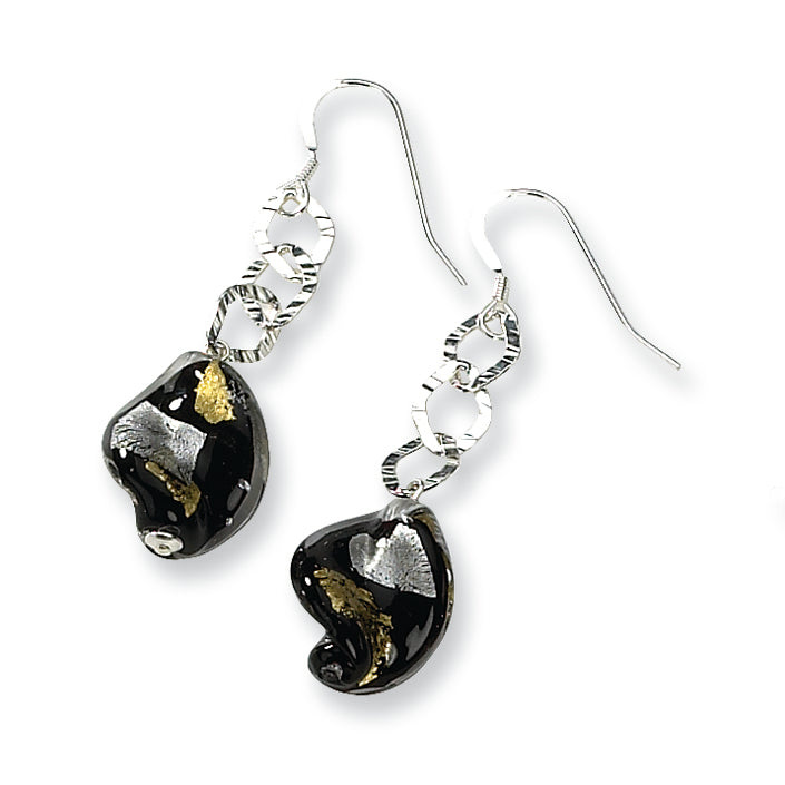 Sterling Silver Murano Glass Bead Wire Earrings