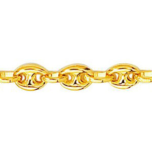 14K Solid Yellow Gold Puffed Mariner Bracelet 4.7mm thick 6 Inches