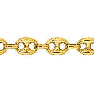 14K Solid Yellow Gold Puffed Mariner Chain Necklace 6.9mm thick 20 Inches