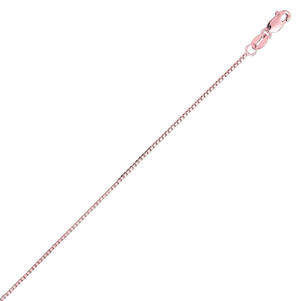 14K Solid Rose Gold Classic Box Chain 0.8mm thick 20 Inches