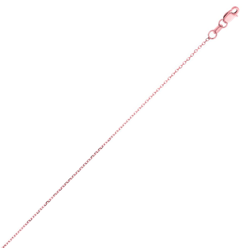 14K Solid Pink Gold Cable Chain Necklace 0.8mm thick 18 Inches
