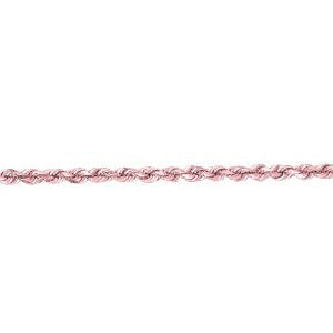 14K Solid Pink Gold Diamond Cut Rope Chain Necklace 1.5mm thick 18 Inches