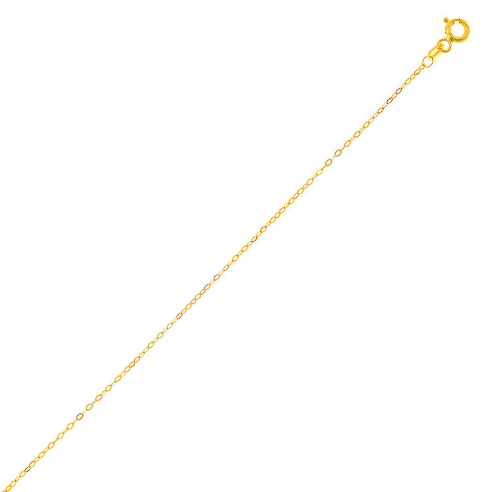 14K Solid Yellow Gold Oval  Chain Necklace 1.3mm thick 18 Inches
