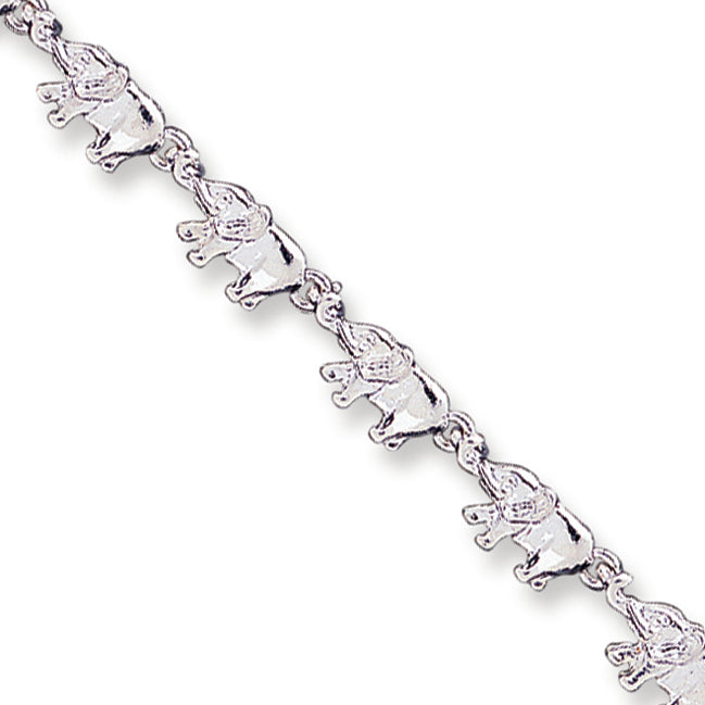 Sterling Silver Elephants Bracelet 7 Inches