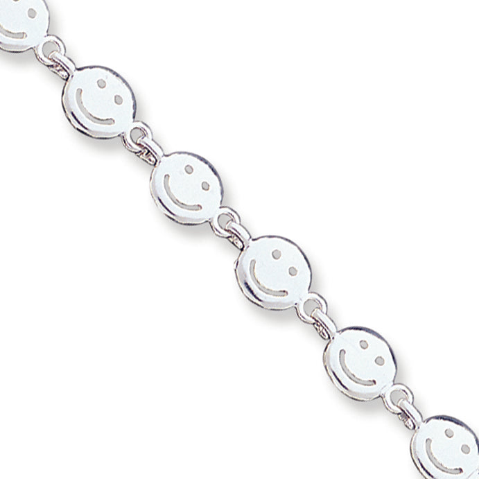Sterling Silver Smiley Faces Bracelet 7 Inches