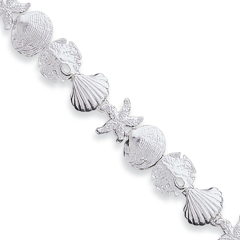 Sterling Silver Seashells Bracelet 7 Inches