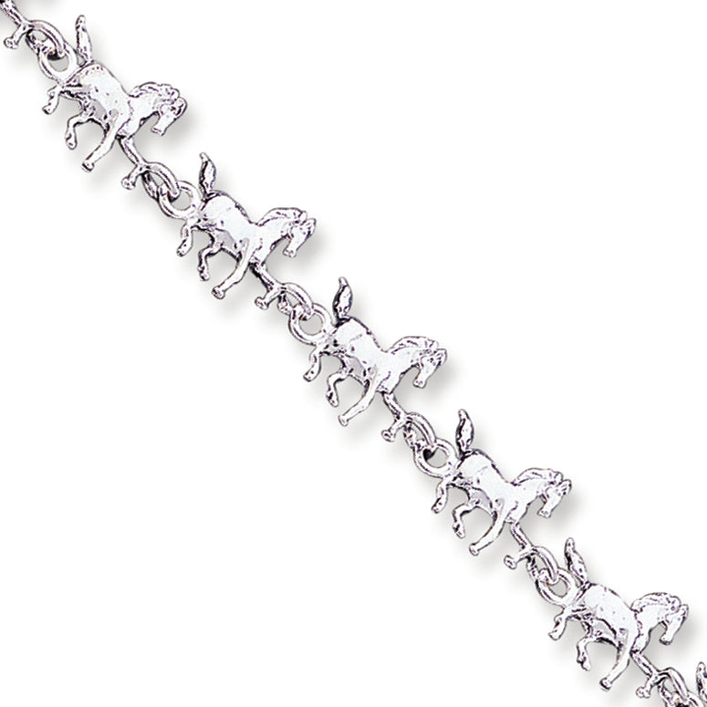 Sterling Silver Horses Bracelet 7 Inches