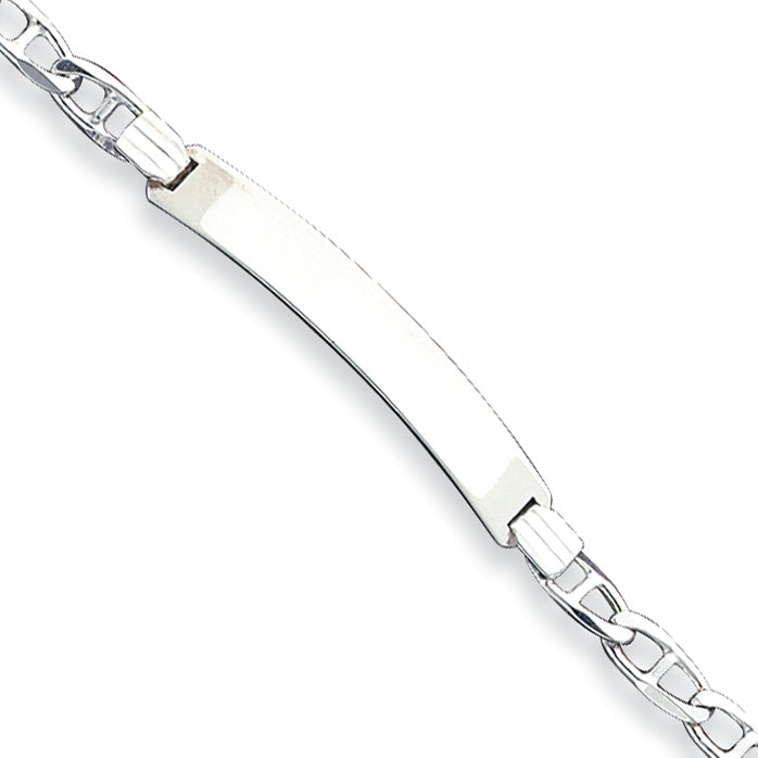 Sterling Silver Anchor Link ID Bracelet 7 Inches