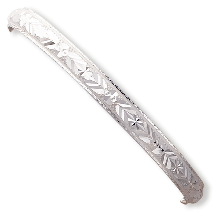 Sterling Silver 7mm Fancy Diamond-cut Slip-On Bangle Bracelet
