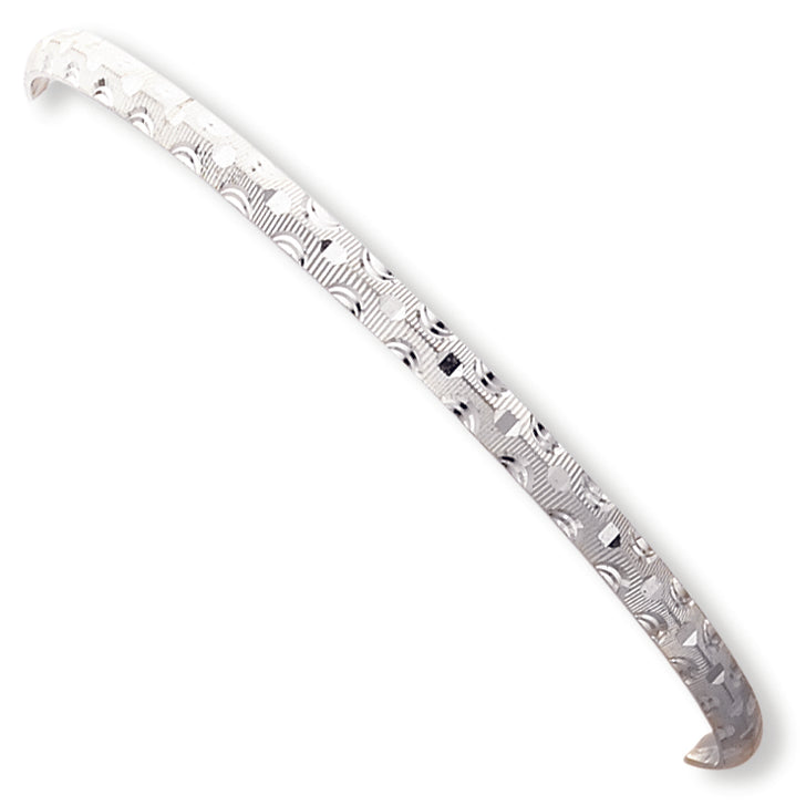 Sterling Silver 4.25mm Fancy Diamond-cut Slip-On Bangle Bracelet