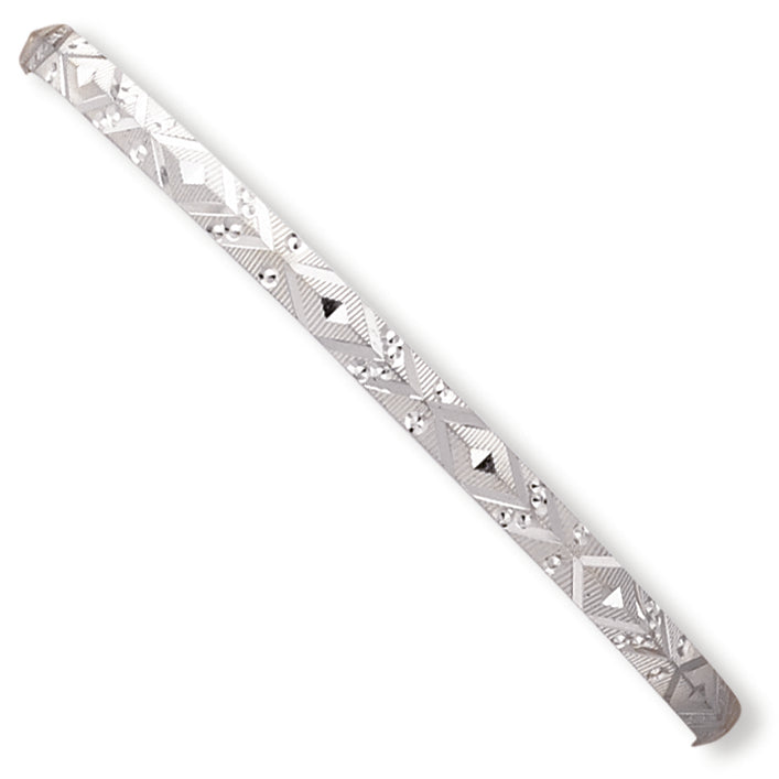 Sterling Silver 4.25mm Fancy Diamond-cut Slip-On Bangle Bracelet